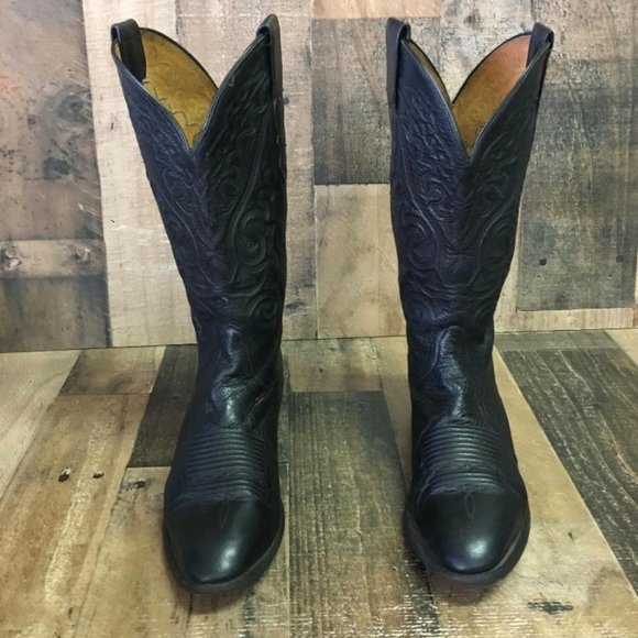 Lucchese 2000 T3130R4 Classic Black Cowboy Boots Mens 8 D - Picture 6 of 12